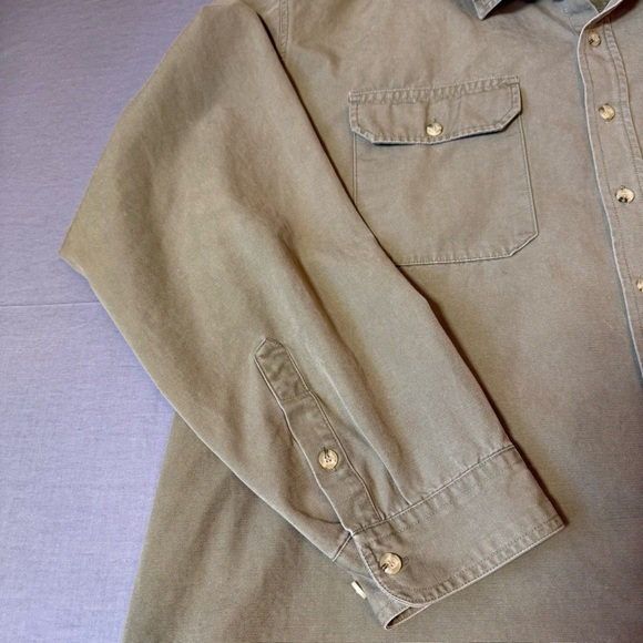 Sold** Cabelas Shirt Mens 3X Beige Tan Long Sleeve Button Up  Pockets Hiking - Picture 4 of 13